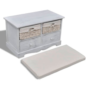 Sitzbank Weiß mit Stauraum 62x33x42 cm