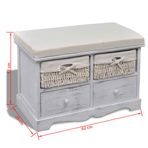 Sitzbank Weiß mit Stauraum 62x33x42 cm