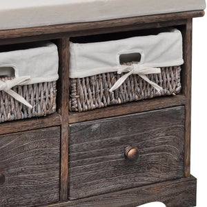 Sitzbank mit Stauraum Braun 62×33×42 cm Paulownia Holz