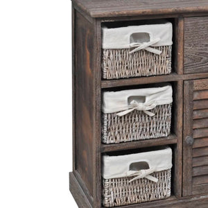 vidaXL Commode avec 3 paniers Marron
