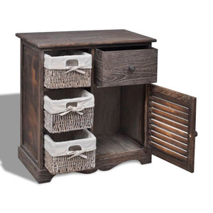 vidaXL Commode avec 3 paniers Marron