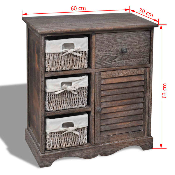 vidaXL Commode avec 3 paniers Marron