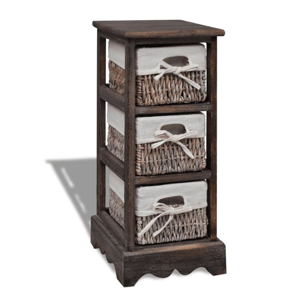 vidaXL Étagère en bois avec 3 paniers Marron