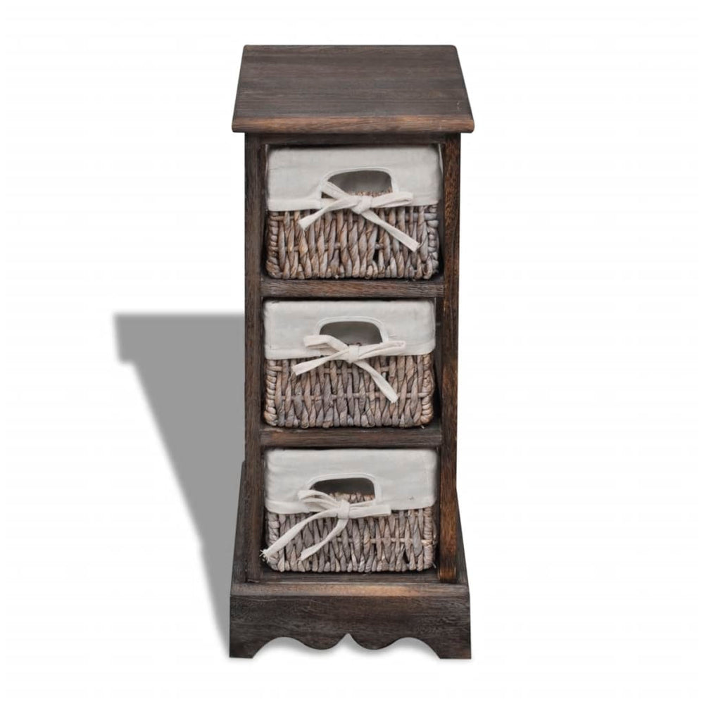 vidaXL Étagère en bois avec 3 paniers Marron