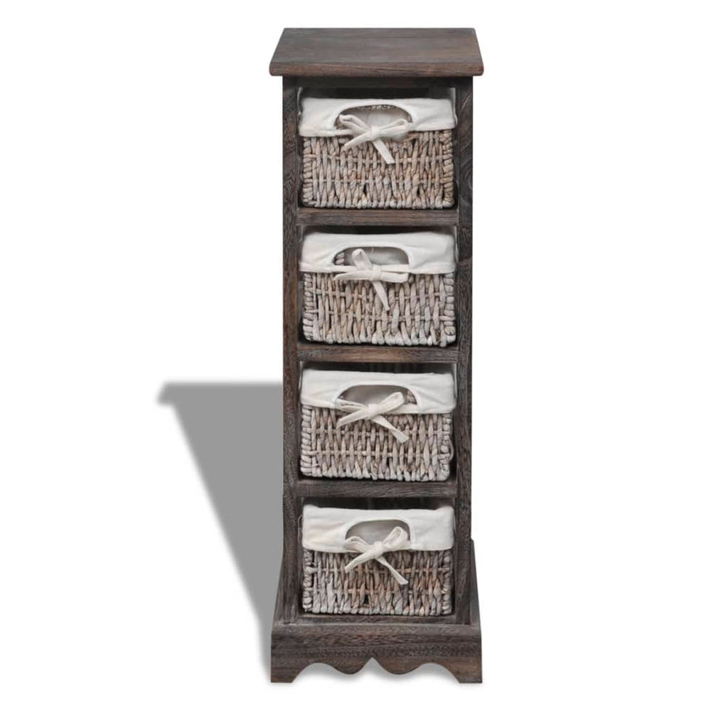 Korbregal Holz mit 4 Körben Braun
