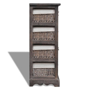 Korbregal Holz mit 4 Körben Braun