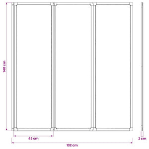 Duschwand 141 x 132 cm 3 Paneele Faltbar