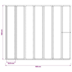 Duschwand 140 x 168 cm 7 Paneele Faltbar mit Handtuchhalter