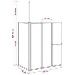 Duschwand L-Form 70x120x137 cm 4-teilig Faltbar