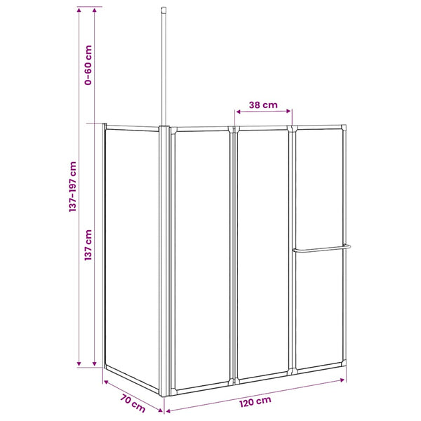 Duschwand L-Form 70x120x137 cm 4-teilig Faltbar