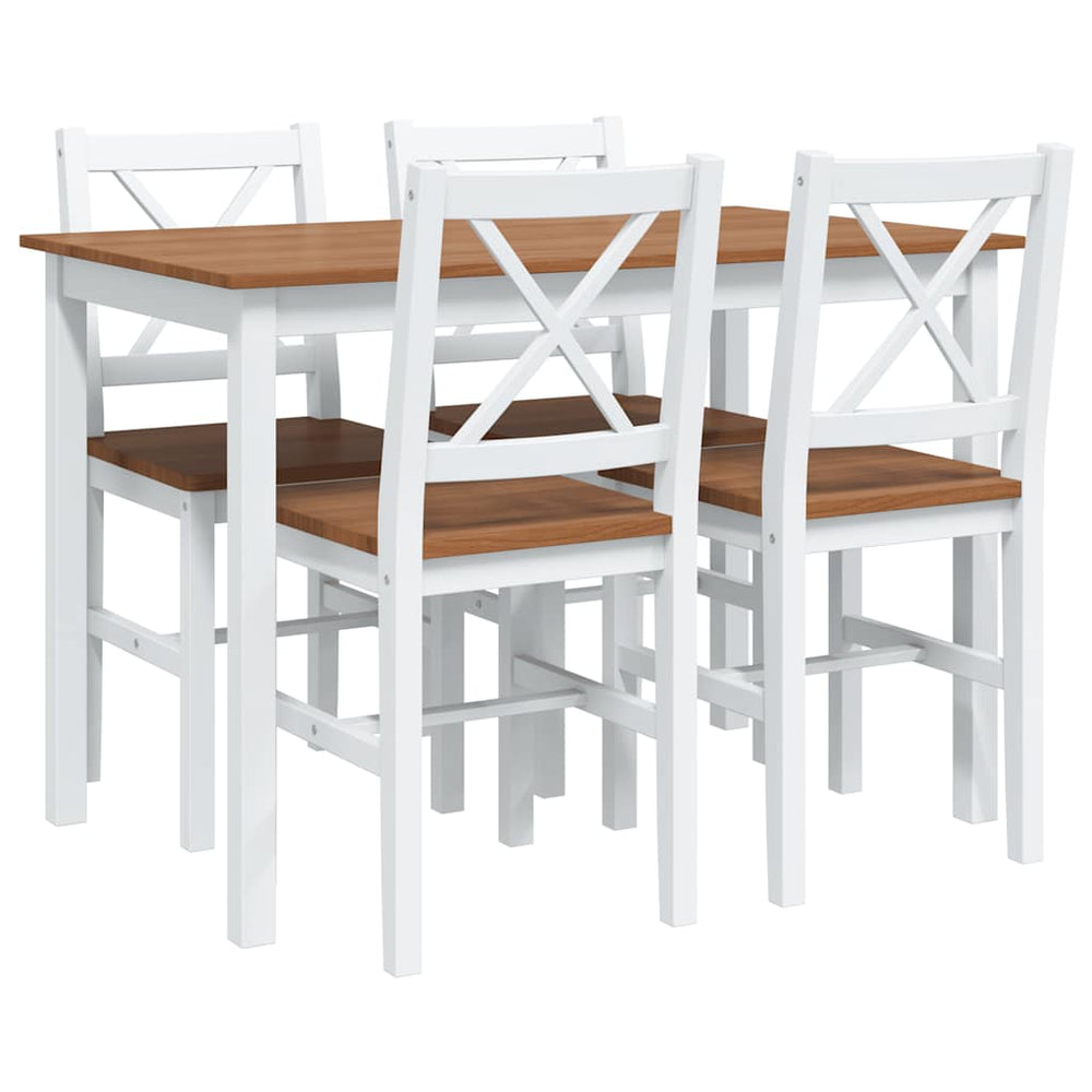 5-teilige Essgruppe Braun/Weiß