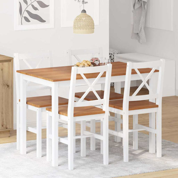 5-teilige Essgruppe Braun/Weiß