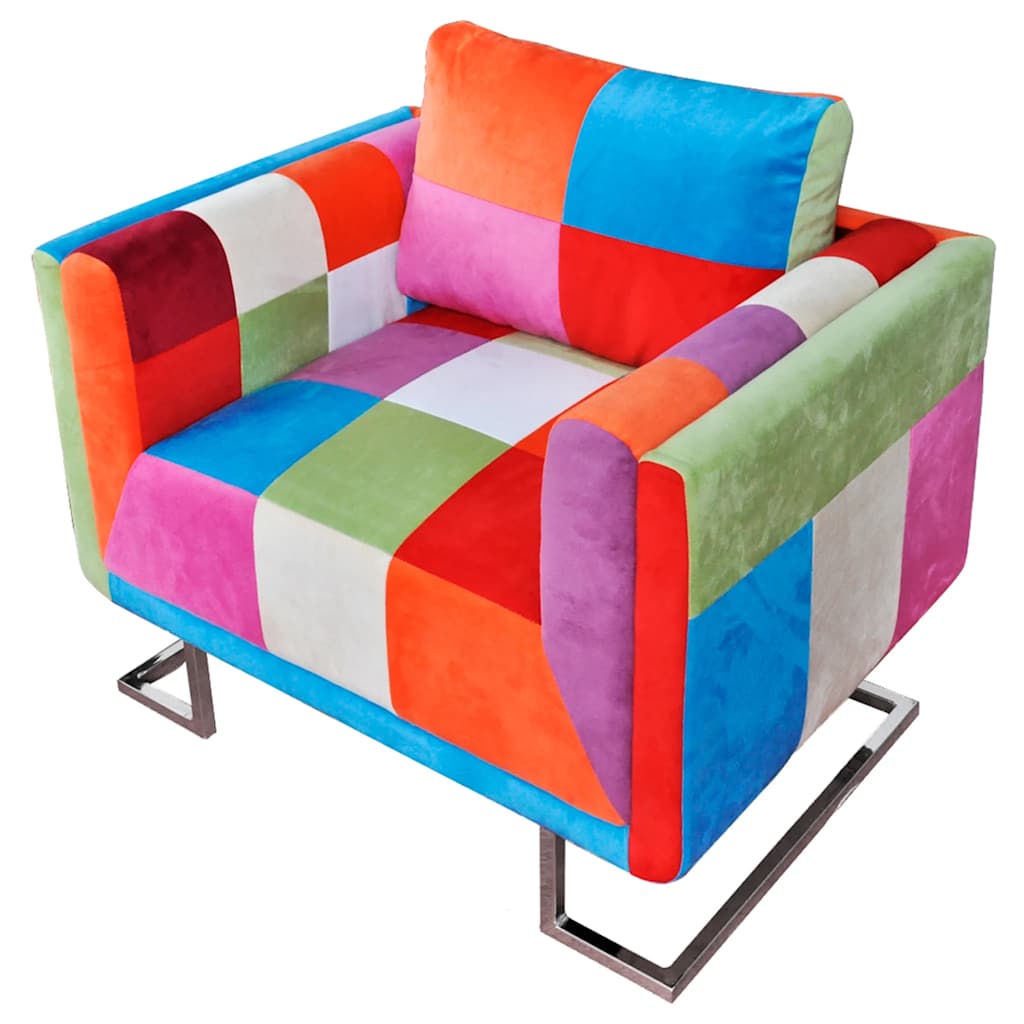Patchwork Sessel mit Verchromten Beinen