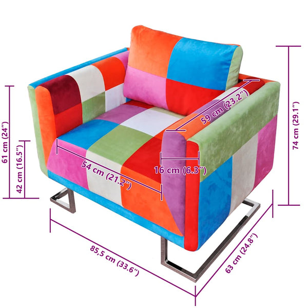 Patchwork Sessel mit Verchromten Beinen