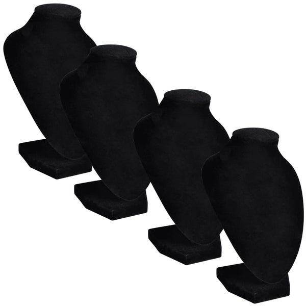 Schmuckbüste Flanell Schwarz, 4er Set