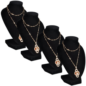 Schmuckbüste Flanell Schwarz, 4er Set