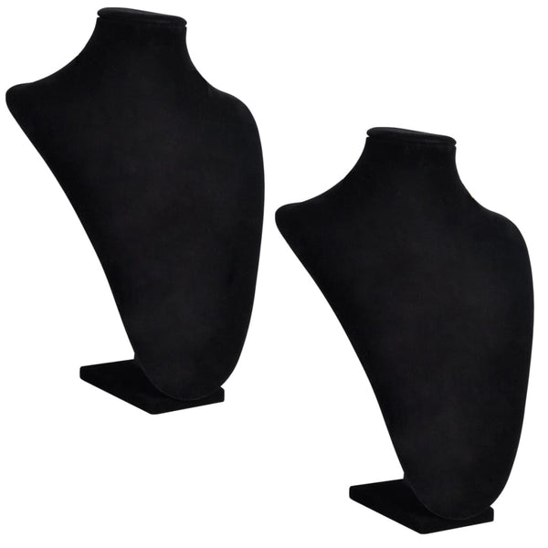 Schmuckbüste Flanell Schwarz 2er-Set