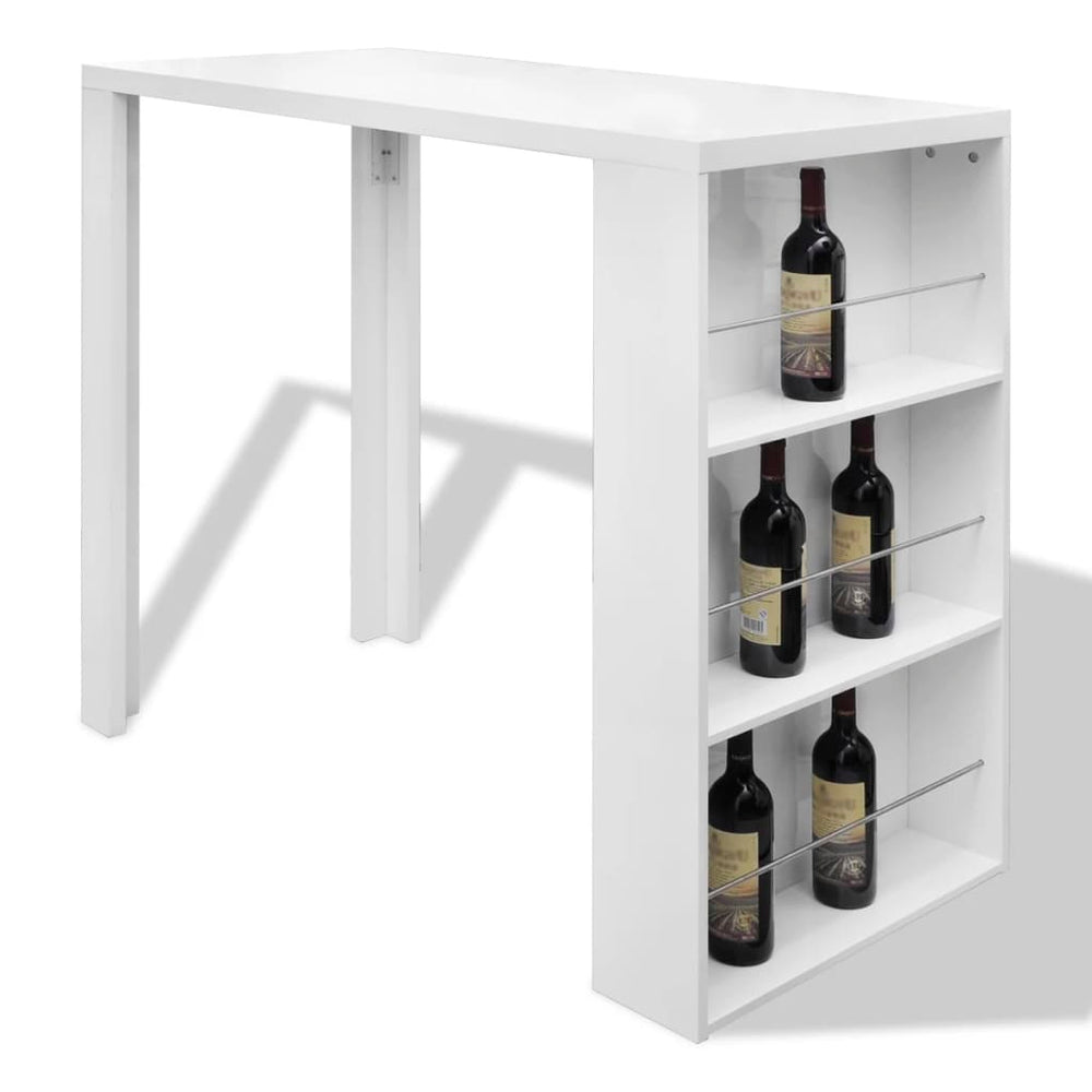 Hochglanz Bartisch mit Weinregal, Weiß