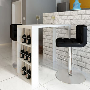 vidaXL Table de bar avec casier à vin MDF Blanc brillant