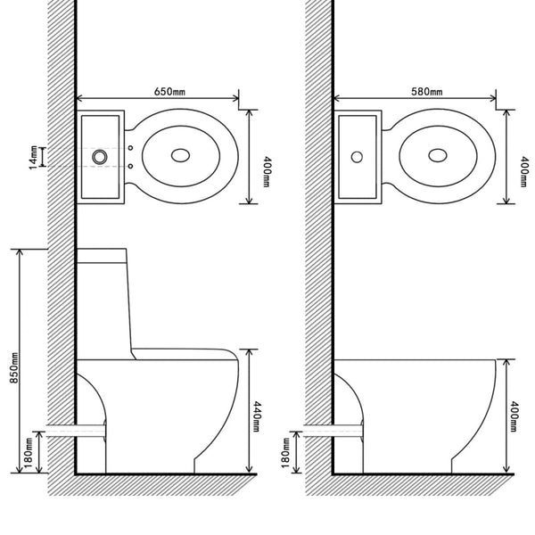 Stand-WC & Bidet Set Schwarz Keramik