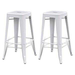 Barhocker 2 Stk. Weiß Stahl