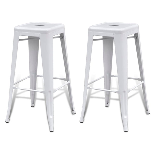 Barhocker 2 Stk. Weiß Stahl