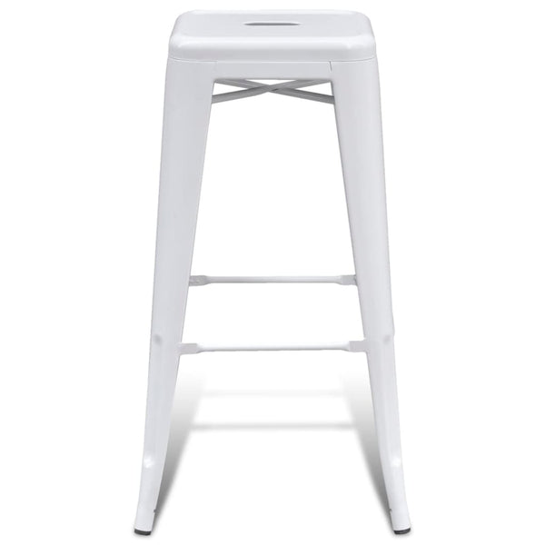 Barhocker 2 Stk. Weiß Stahl