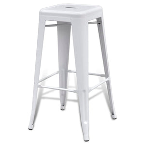Barhocker 2 Stk. Weiß Stahl
