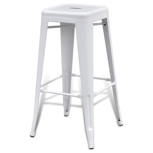 Barhocker 2 Stk. Weiß Stahl