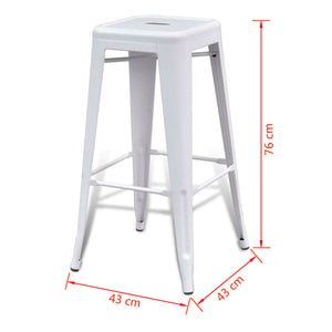 Barhocker 2 Stk. Weiß Stahl