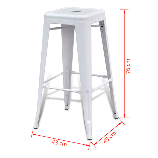 Barhocker 2 Stk. Weiß Stahl
