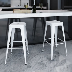 Barhocker 2 Stk. Weiß Stahl