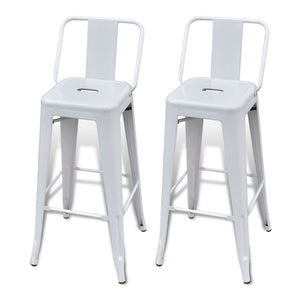 Barhocker 2 Stk. Weiß Stahl