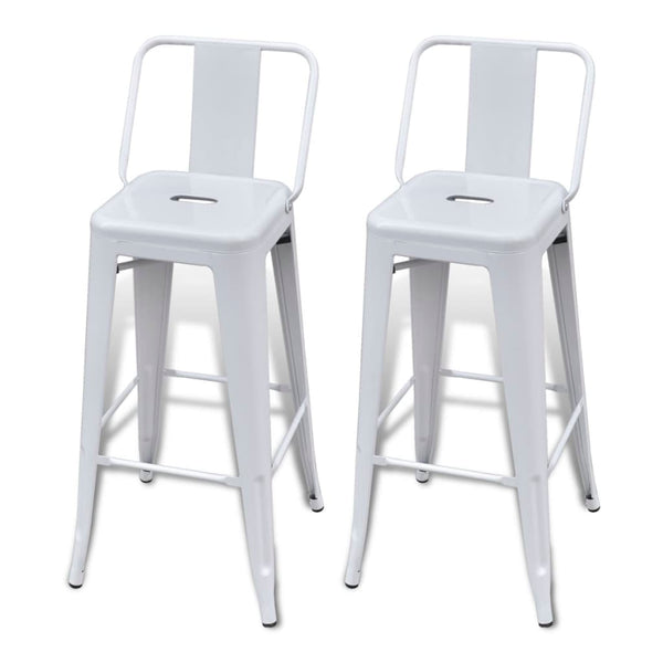 Barhocker 2 Stk. Weiß Stahl