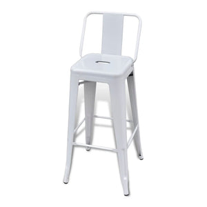 Barhocker 2 Stk. Weiß Stahl