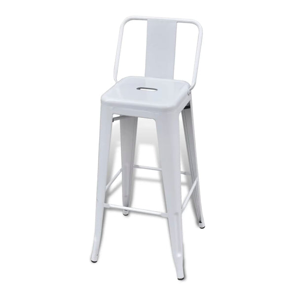 Barhocker 2 Stk. Weiß Stahl