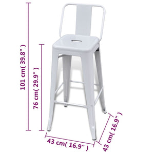 Barhocker 2 Stk. Weiß Stahl