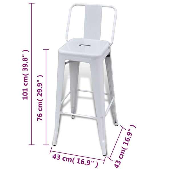 Barhocker 2 Stk. Weiß Stahl