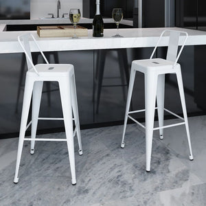 Barhocker 2 Stk. Weiß Stahl