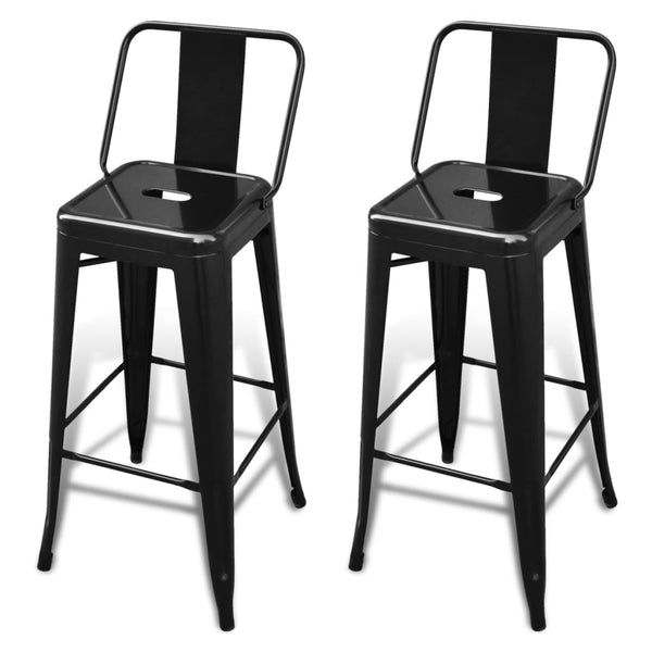 vidaXL Tabourets de bar 2 pcs Noir Acier