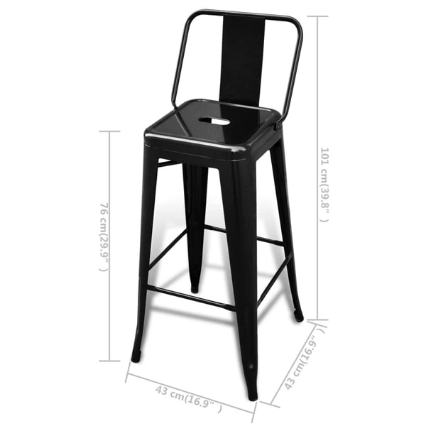 Barhocker 2 Stk. Schwarz Stahl