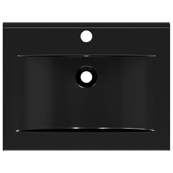 Luxus-Waschbecken Keramik Rechteckig Schwarz mit Hahnloch 60x46 cm