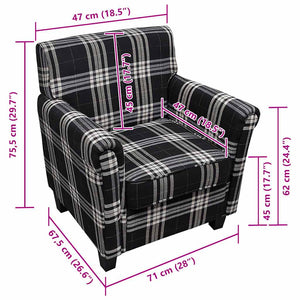 vidaXL Fauteuil avec coussin de siège Tissu Noir