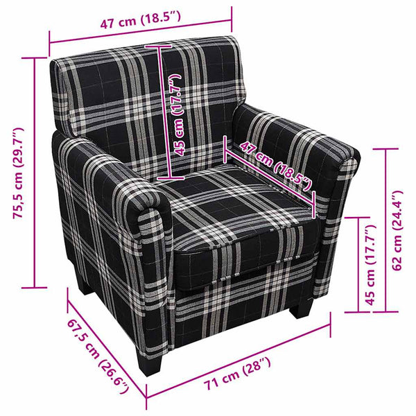 vidaXL Fauteuil avec coussin de siège Tissu Noir