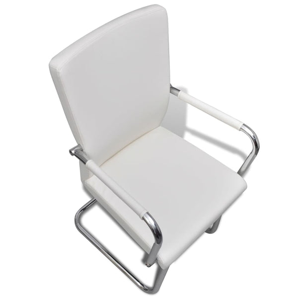 vidaXL Cantilever Chairs 2 pcs White Artificial Leather