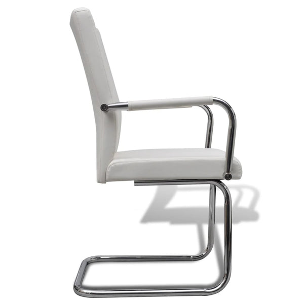 Freischwinger 2er Set Weiß Kunstleder