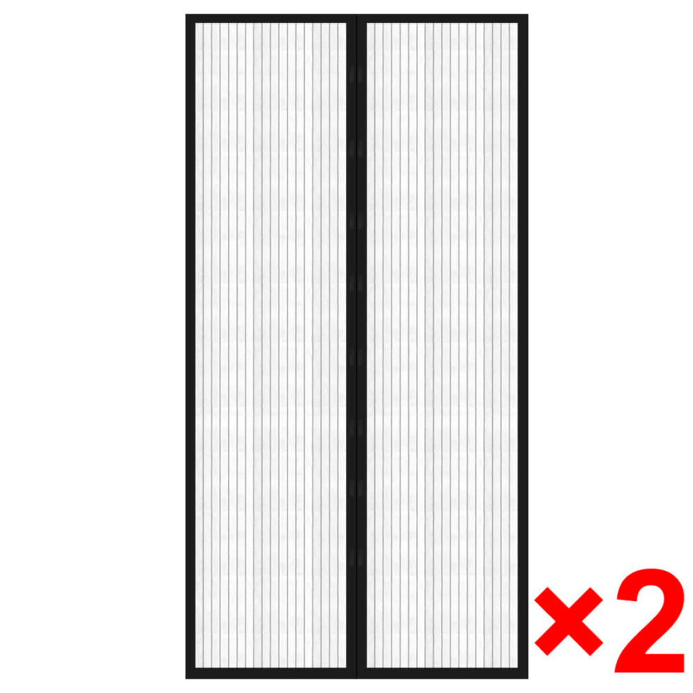 Magnet Fliegengitter Türvorhang 2er-Set Schwarz