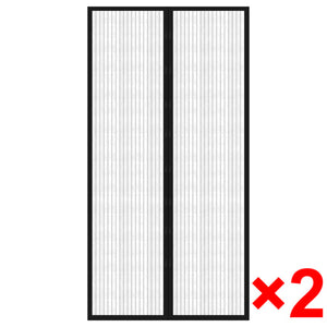 Magnet Fliegengitter Türvorhang 2er-Set Schwarz