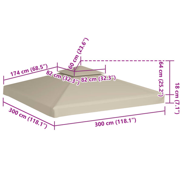Pavillon Ersatzdach Beige 3x3 m