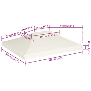 Pavillon Ersatzdach Cremeweiß 3x4 m